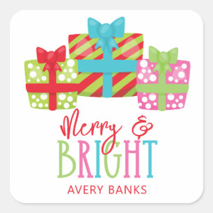 Adesivo Quadrado Presente de Natal Impressionante