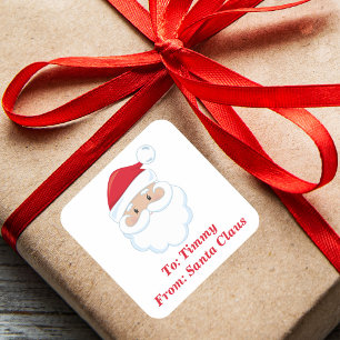 Adesivo Quadrado Presente de Natal Personalizado do Papai Noel