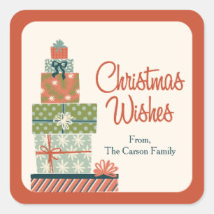 Adesivo Quadrado Presente de Natal Tudo Embalado