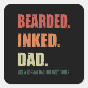 Adesivo Quadrado Presente de pai   Com barba. Tinta. Pai. Como um P