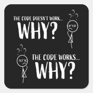 Adesivo Quadrado Presente de programador de codificação engraçad