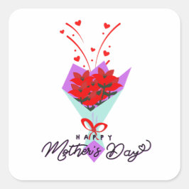 ADESIVO QUADRADO PRESENTE DIA DAS MÃES FELIZ