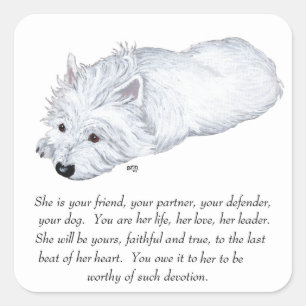 Adesivo Quadrado Presente do West Highland White Terrier