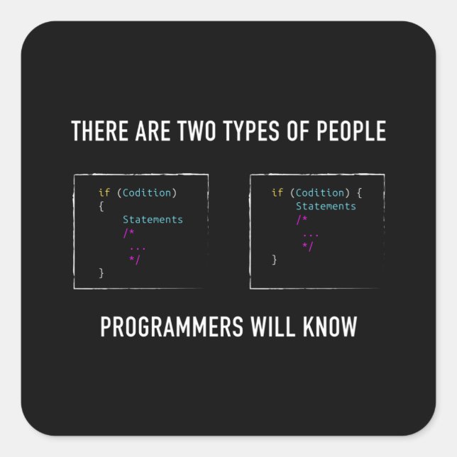 Adesivo Quadrado Presente engraçado do programador para o Geek de c (Frente)