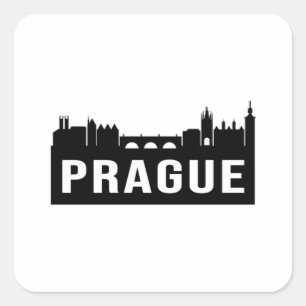 Adesivo Quadrado Presente Engraçado na Viagem de Skyline em Praga 