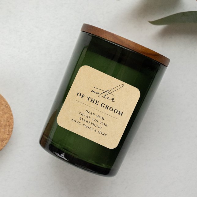 Adesivo Quadrado Presente Moderno Kraft para Mãe do Noivo (Criador carregado)