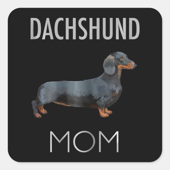 Adesivo Quadrado Presente no cão | Cão-mãe-Dachshund (Frente)