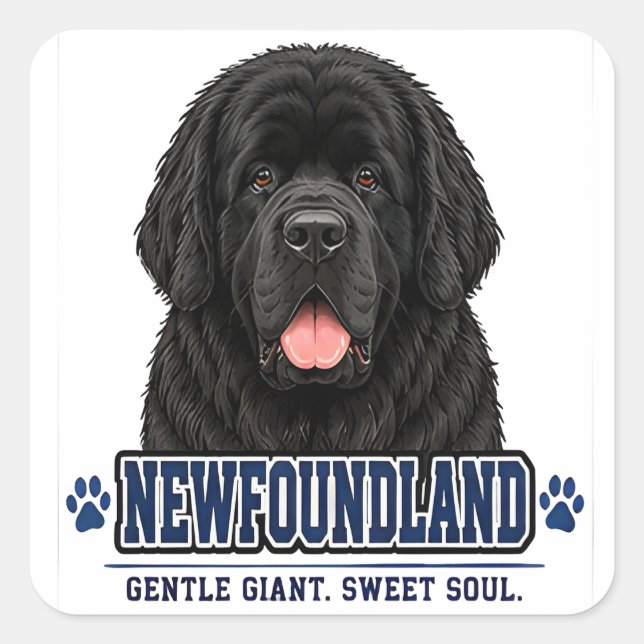 Adesivo Quadrado 🐾 Presente para Amantes de Cães Newfoundland 🐾 (Frente)