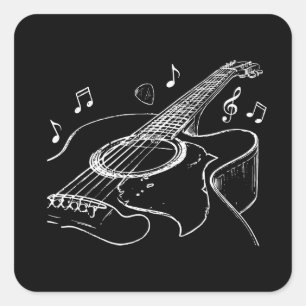 Adesivo Quadrado Presente para Músico Tocador de Violão