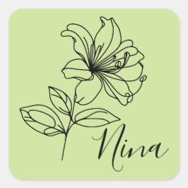 Adesivo Quadrado Presente Personalizado da Flor de Nascimento Junho