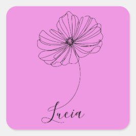 Adesivo Quadrado Presente Personalizado de Flor de Nascimento do Co