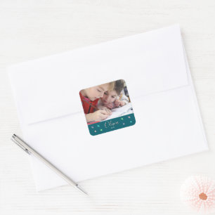 Adesivo Quadrado Presente Personalizado de Foto com Nome e Data em