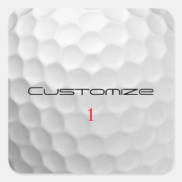 Adesivo Quadrado Presente Personalizado de Golfe com Nome e Número 