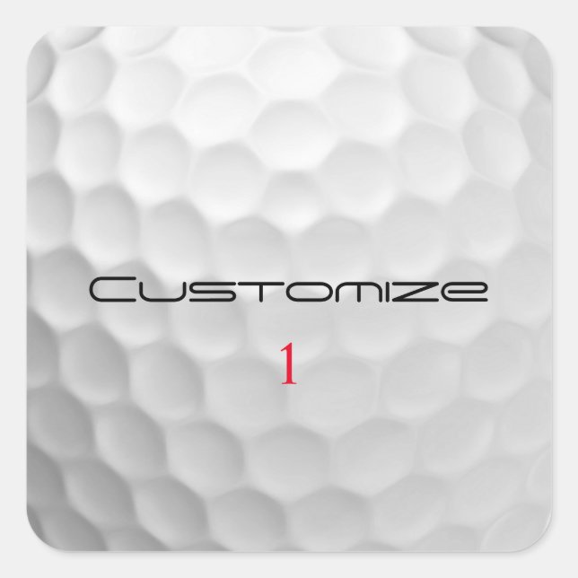 Adesivo Quadrado Presente Personalizado de Golfe com Nome e Número  (Frente)
