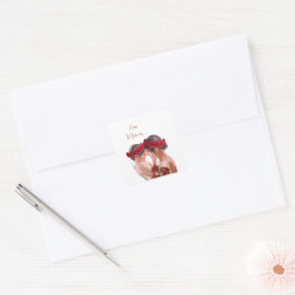 Adesivo Quadrado Presente Personalizado Floral Comovente