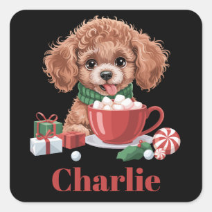 Adesivo Quadrado Presente Personalizado Nome Toy Poodle Amante de C