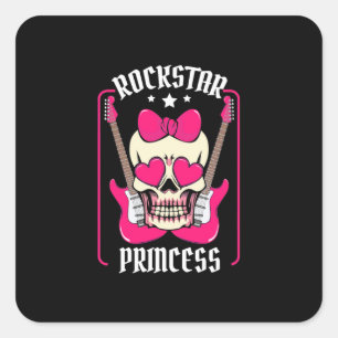 Adesivo Quadrado Presente Xmas   Rockstar Princess Skull