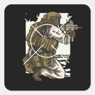 Adesivo Quadrado Presentes de Airsoft & Paintball para o atirador d