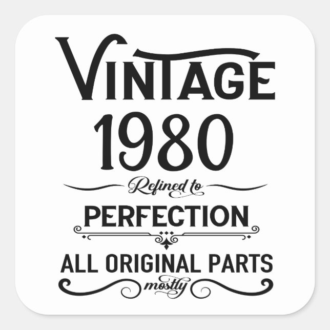 Adesivo Quadrado Presentes de aniversário personalizados pretos (Frente)