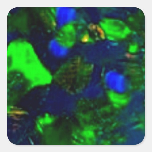 Adesivo Quadrado Presentes De Opal Verde-Preto Fiery Por Sharles (Frente)