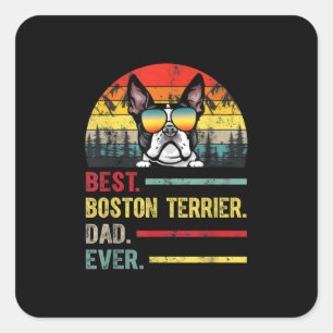 Adesivo Quadrado Presentes do Dia de os pais Vintage Boston Terrier