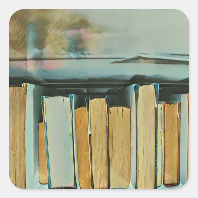 Adesivo Quadrado Presentes para amantes de livros (Frente)