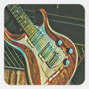 Adesivo Quadrado Presentes para guitarrista