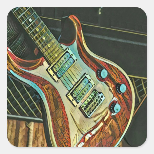 Adesivo Quadrado Presentes para guitarrista (Frente)
