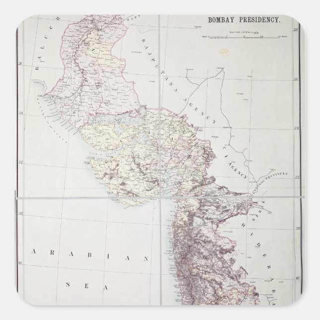 Adesivo Quadrado Presidência de Bombaim, 1890 (Frente)