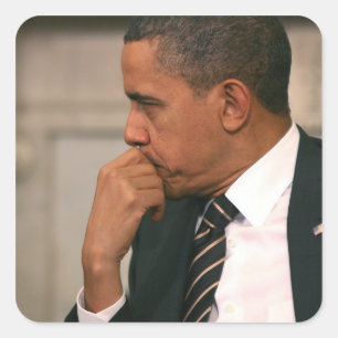 Adesivo Quadrado Presidente Barack Obama se reúne com o Presidente