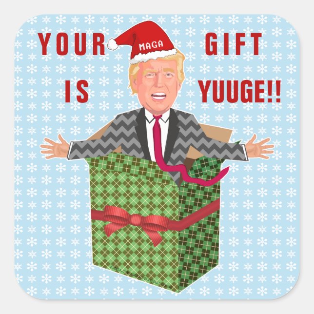 Adesivo Quadrado Presidente Engraçado Donald Trump Christmas Yuge G (Frente)