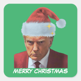 Adesivo Quadrado Presidente Trump 2024 Caça de Mug Feliz Natal