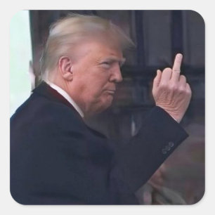 Adesivo Quadrado Presidente Trump dando o dedo