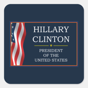 Adesivo Quadrado Presidente V3 de Hillary Clinton