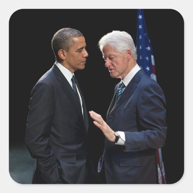 Adesivo Quadrado Presidentes Barack Obama e Bill Clinton (Frente)