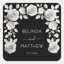 Pretas e Brancas Rosas Florais 3D | Casamento