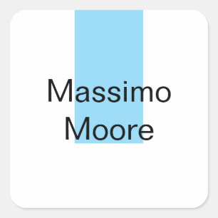 Adesivo Quadrado Preto Azul Branco Simples Elegante Nome Próprio