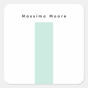 Adesivo Quadrado Preto Azul Branco Simples Elegante Nome Próprio