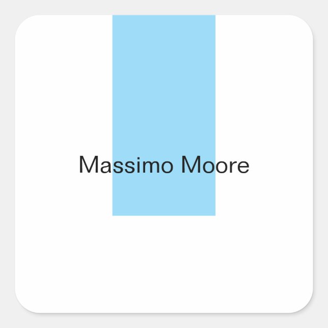 Adesivo Quadrado Preto Azul Branco Simples Elegante Nome Próprio (Frente)