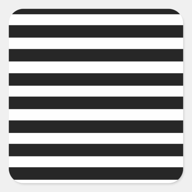 Adesivo Quadrado Preto Branco Horizontal Stripes Zebra Padrão Retro (Frente)
