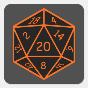 Adesivo Quadrado Preto D20 & laranja