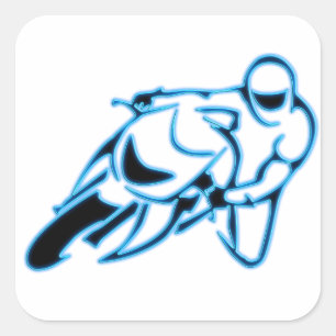 Adesivo Quadrado Preto do logotipo da motocicleta com linhas azuis