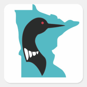 Adesivo Quadrado Preto do mergulhão-do-norte de Minnesota na