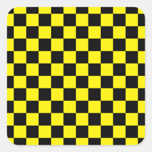 Adesivo Quadrado Preto e amarelo Checkered