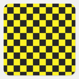 Adesivo Quadrado Preto e amarelo Checkered