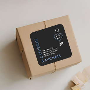 Adesivo Quadrado Preto e Azul Elegante Minimalista Moderno