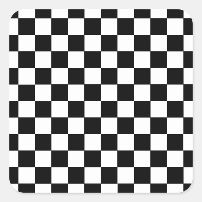 Adesivo Quadrado Preto e branco verificados (Frente)