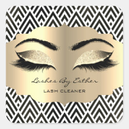 Adesivo Quadrado Preto Lashes DouradosNome Limpo Maquiagem Quadrada