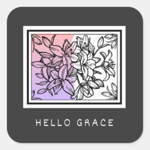 Adesivo Quadrado Preto Minimalista Branco - Alô, Grace Sticker