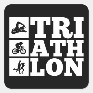 Adesivo Quadrado Preto ・ Motivação de Triathlon